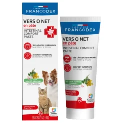Aliment complémentaire pour chien et chat en pâte Francodex Vers O Net - tube de 70 g