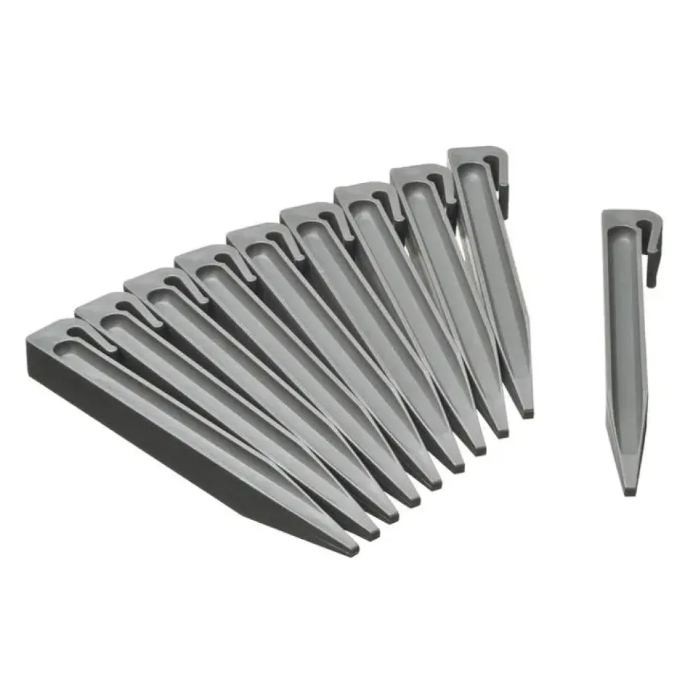 Ancres bordure de jardin x10 PP recyclé Gris 1,9x1,8x19,5 cm