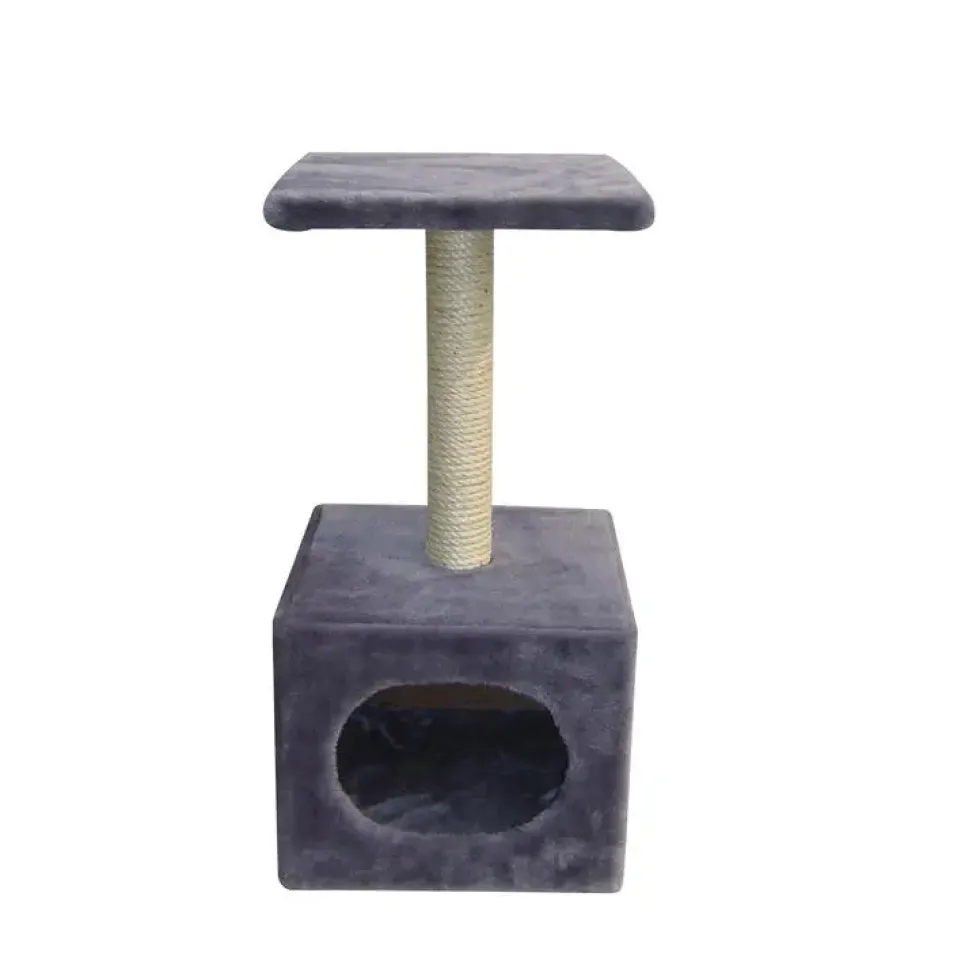 Arbre à chat avec panier et griffoir coloris gris Abey classic - 60 cm