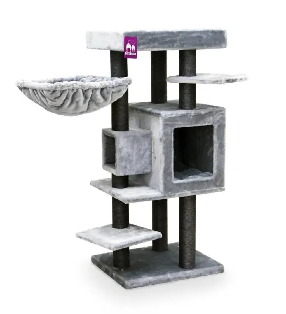 Arbre à chat coloris gris Petrebels Cleopatra 134 – 55 x 45 x 134 cm