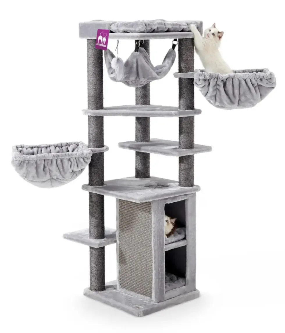 Arbre à chat coloris gris Petrebels Ramses 158 - 50 x 50 x 158 cm