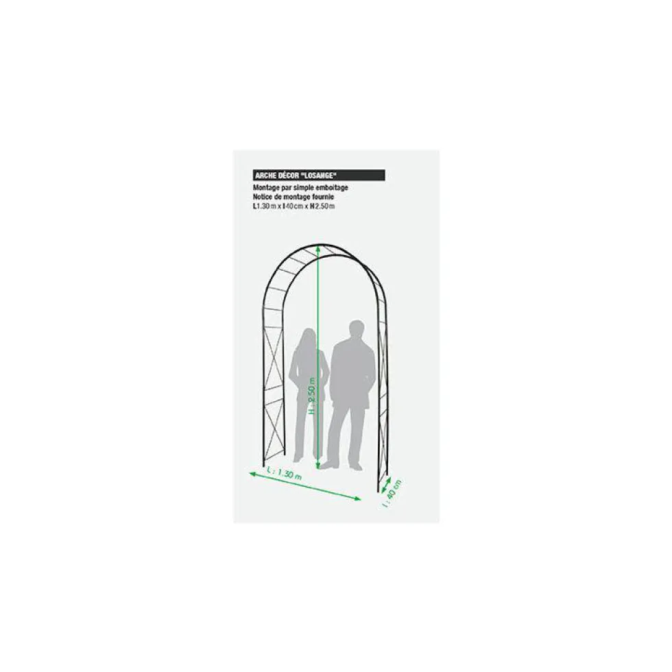Arche double avec décor losange coloris fer vieilli - 250cm