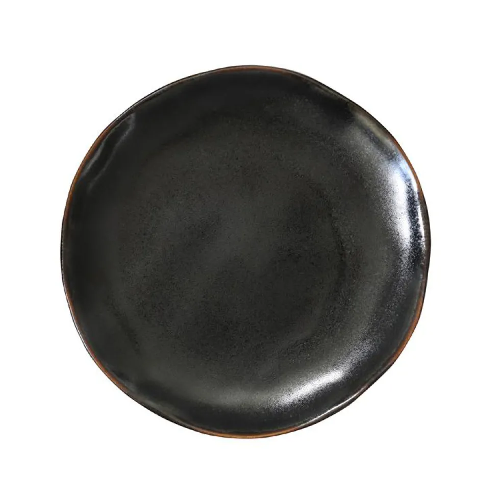Assiette à dessert en grès réactif gris anthracite Médard de Noblat collection Vertigo Volcan - Ø 21 cm