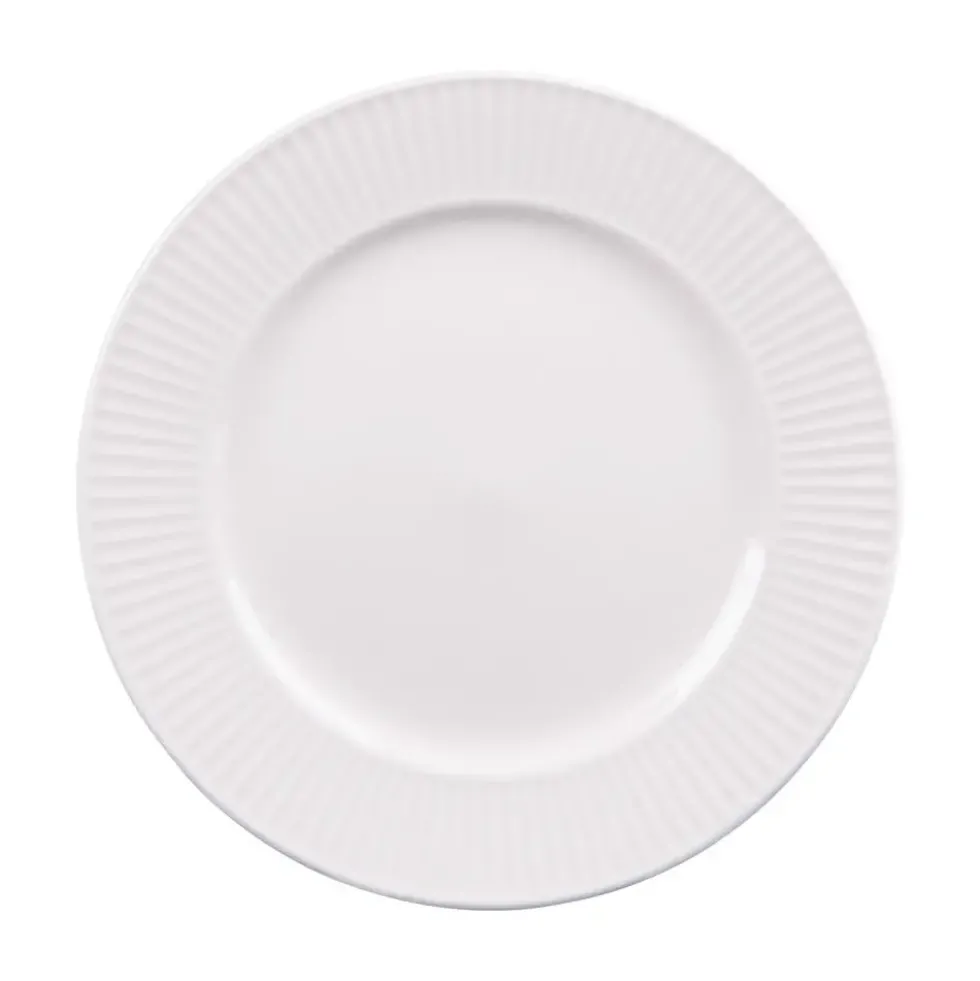 Assiette à dessert en porcelaine blanche et contours striés Lina - Ø 20 cm