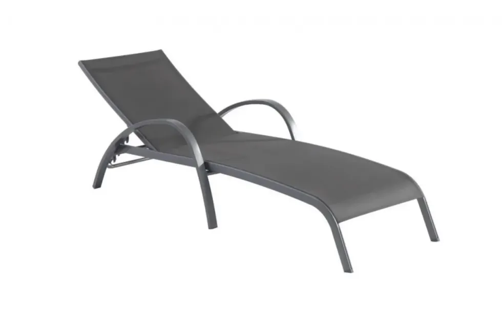 Bain de soleil aluminium empilable, gris mat/anthracite - CREADOR Tosca