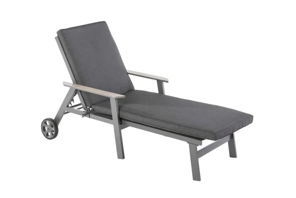 Bain de soleil Jasmin coloris gris en aluminium et bois - 189,5 x 83 x 54.5 cm