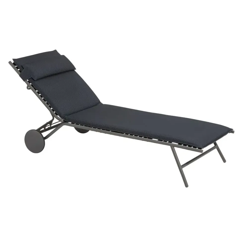 Bain de soleil Miami II Lafuma coloris gris structure en acier et matelassé BeComfort® - 77 x 184 x 76 cm