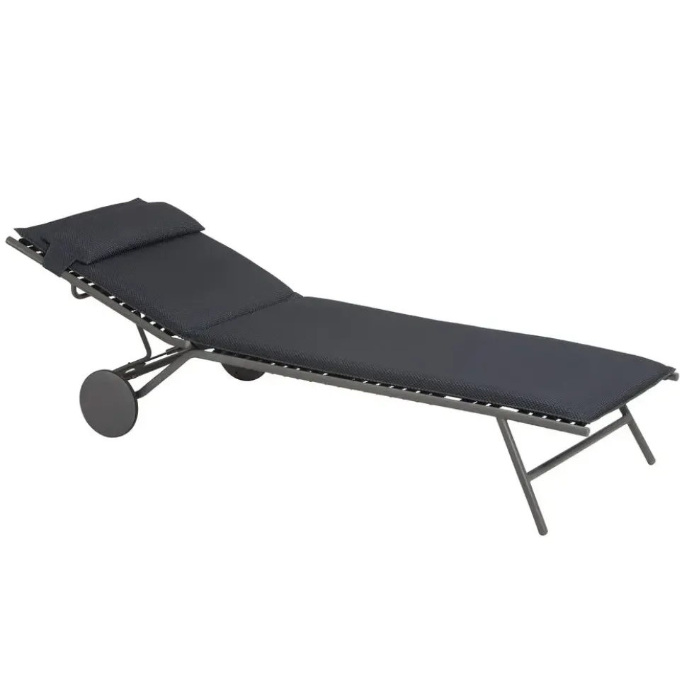 Bain de soleil Miami II Lafuma coloris gris structure en acier et matelassé BeComfort® - 77 x 184 x 76 cm