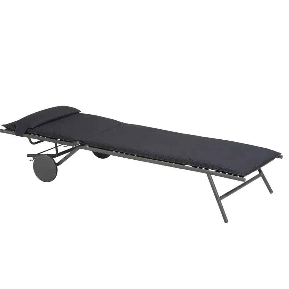 Bain de soleil Miami II Lafuma coloris gris structure en acier et matelassé BeComfort® - 77 x 184 x 76 cm