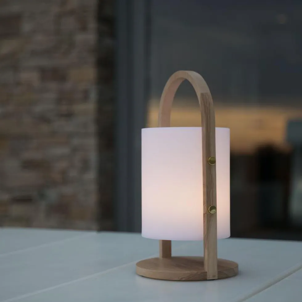 Baladeuse lumineuse avec anse en bois Ø 16,5 x 37 cm