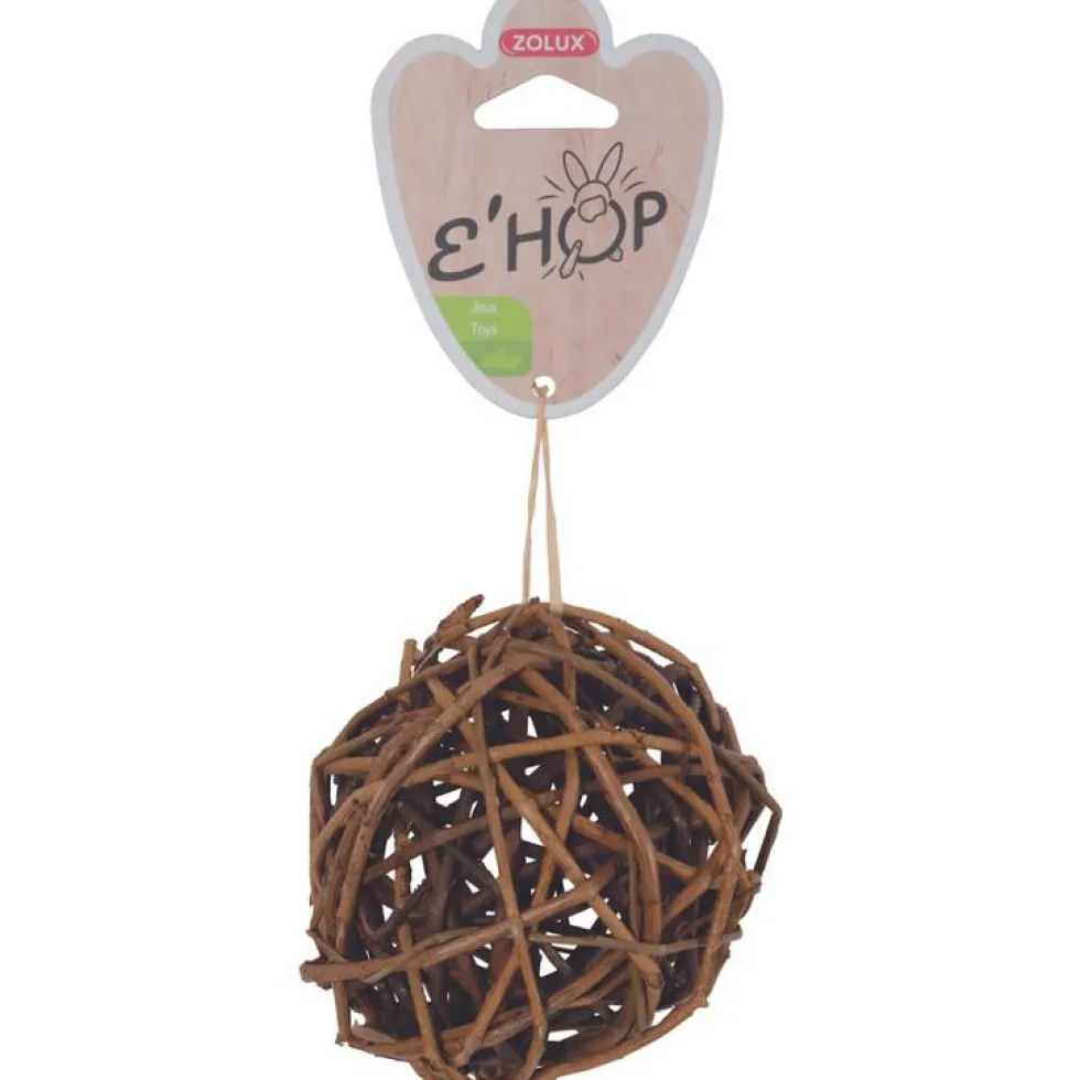 Balle en rotin foncé pour le rongeur coloris marron Ehop Zolux - Ø 10cm