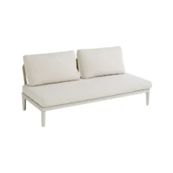 Banquette d'extérieur coloris beige en aluminium et résine Sollya - 167,5 x 86,5 x 66 cm
