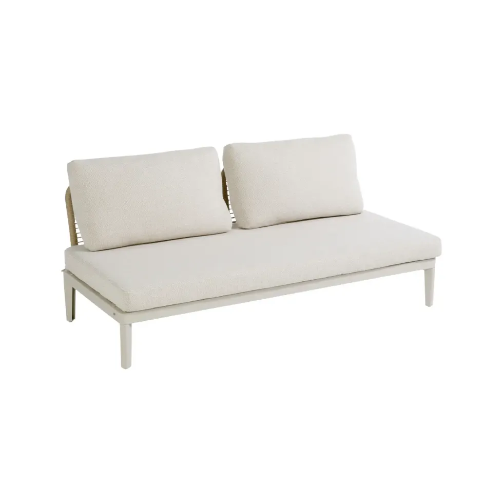Banquette d'extérieur coloris beige en aluminium et résine Sollya - 167,5 x 86,5 x 66 cm
