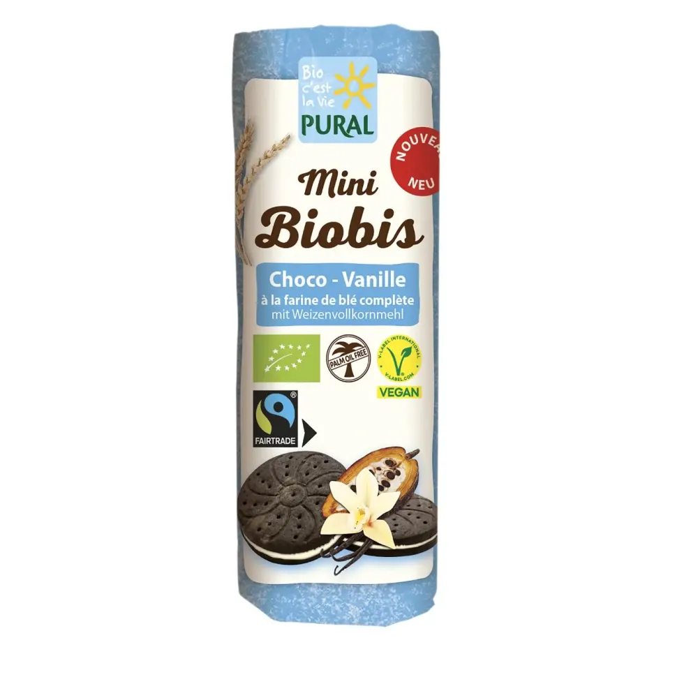 Biscuits bio choco vanille Pural mini Biobis - 85 g