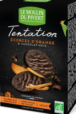 Biscuits Tentation chocolat noir et écorces d'orange 130g