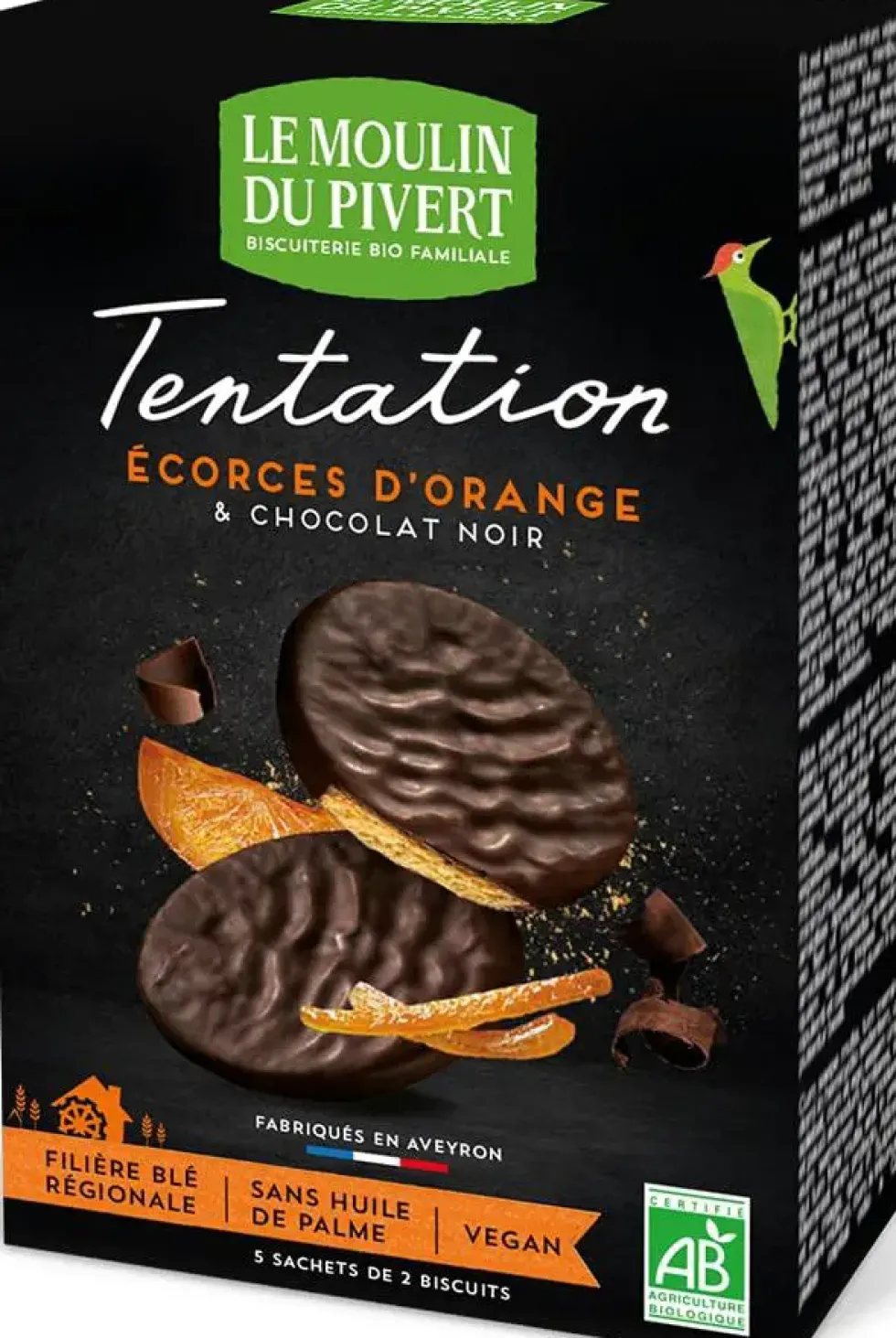 Biscuits Tentation chocolat noir et écorces d'orange 130g