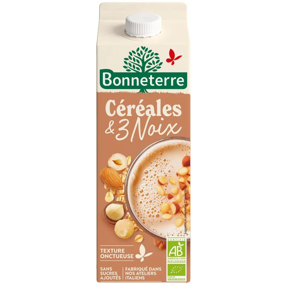 Boisson bio aux céréales et 3 noix Bonneterre - 1 L
