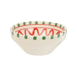 Bol en céramique blanc, vert et rouge Venda - H 6 x Ø 14 cm