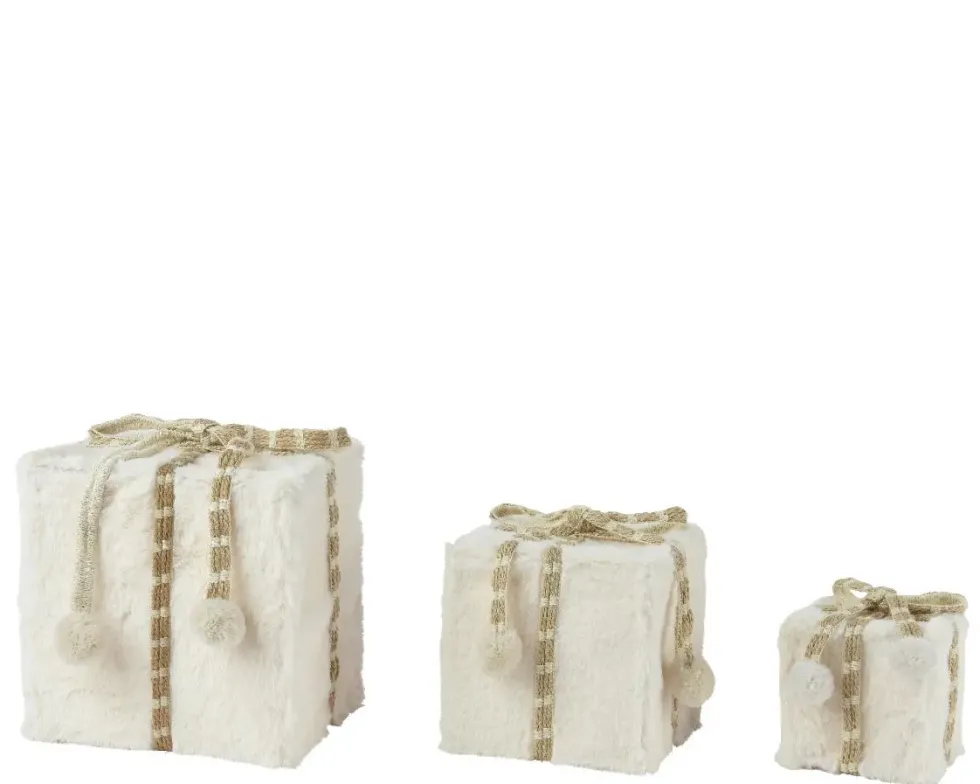 Boîte cadeau en fausse fourrure blanche petit modèle - 11 x 11 x 11 cm