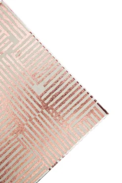 Boîte carrée en papier métallisé rose à motifs rayures - 19 x 8,5 cm