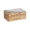 Boîte en bois de manguier à décor floral pêche grand modèle - 20 x 15 x 10 cm