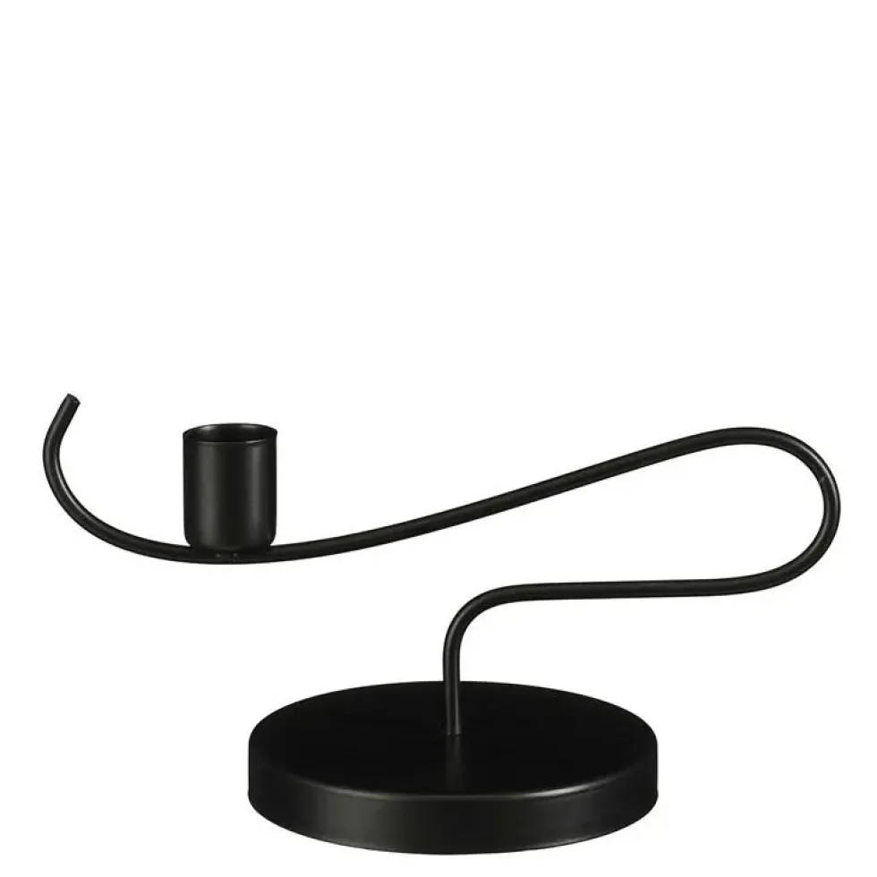 Bougeoir en métal noir Pyke - Ø 10 x H 10 cm