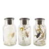 Bougeoir fleurs séchées coloris transparent en verre - 13 cm
