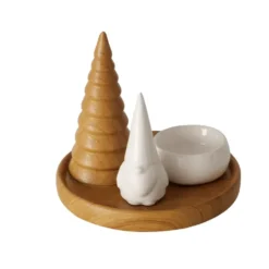 Bougeoir rond en céramique blanche Amira - Ø 13 x H 12 cm