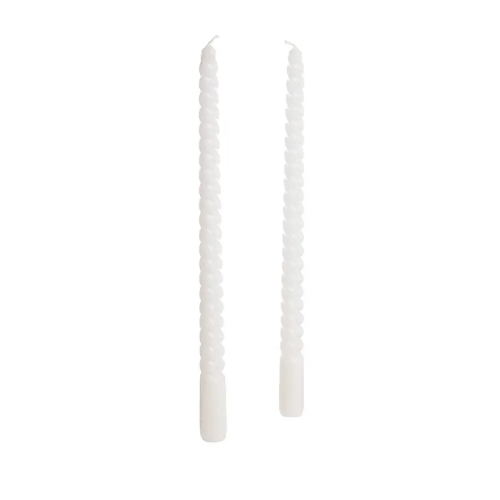 Bougie flambeau torsadée coloris beige en cire - 30 cm