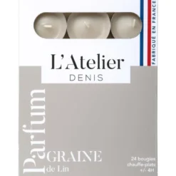 Bougies chauffe-plats beige parfum graine de lin L’Atelier de Denis - L’étui de 24