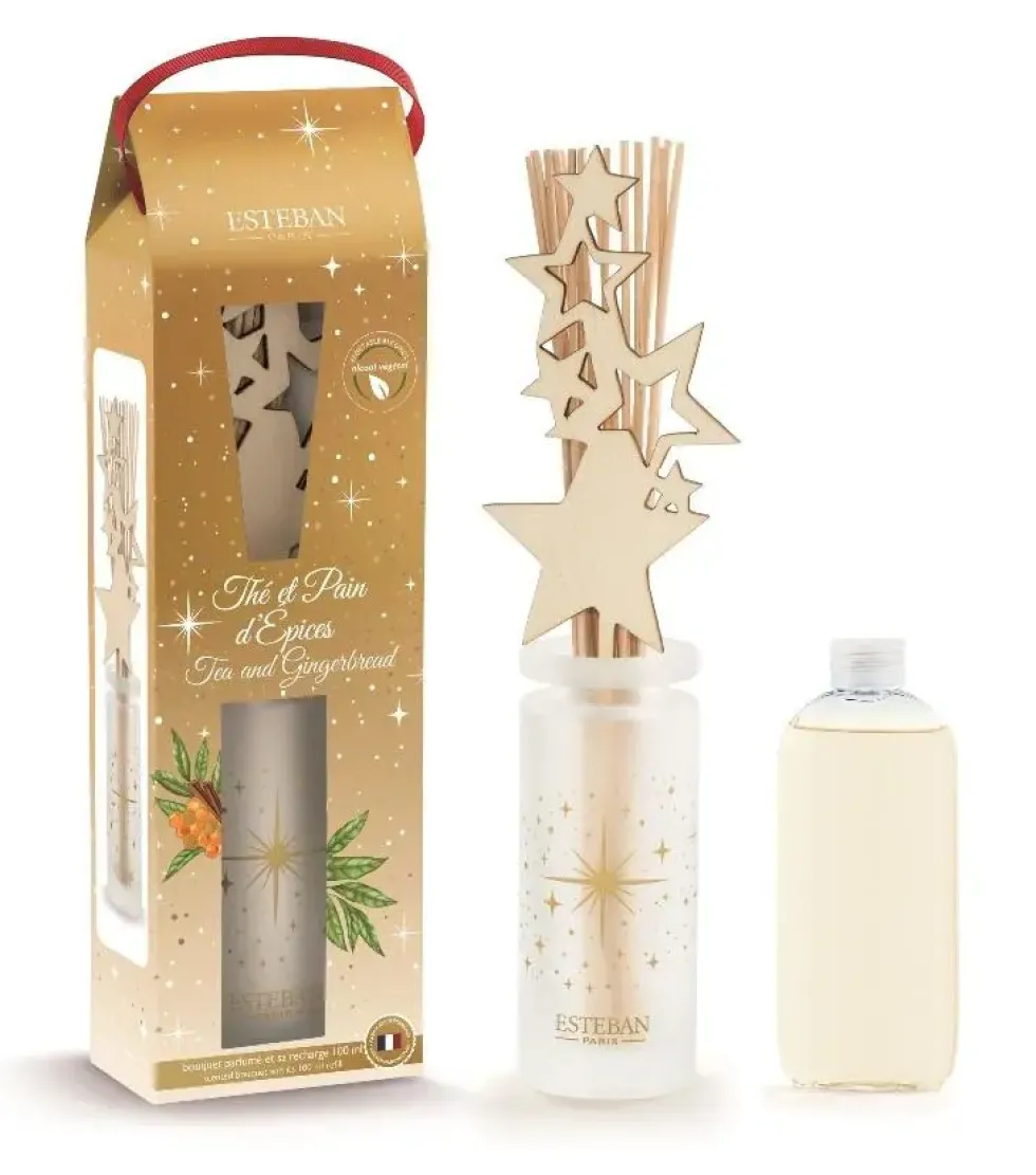 Bouquet parfumé avec sa recharge coloris jaune senteur thé et pain d'épice - 100 ml