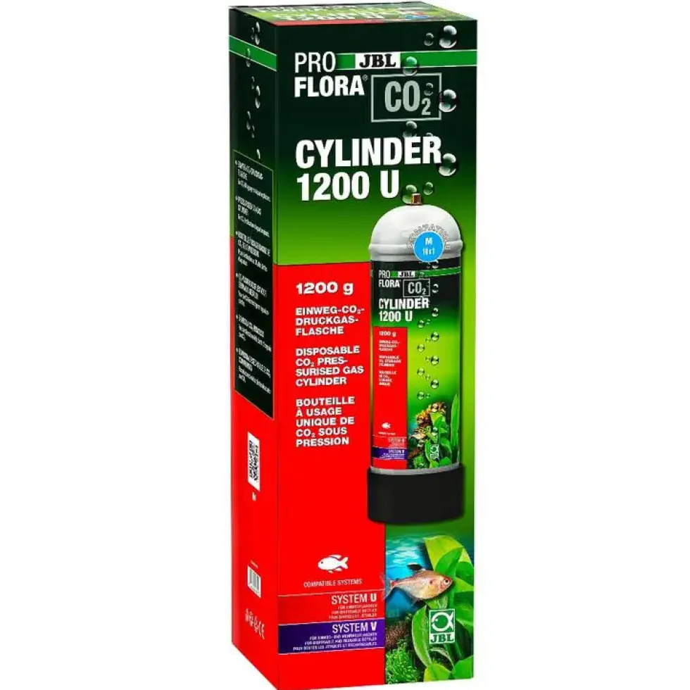 Bouteille de CO2 à usage unique pour aquarium coloris gris JBL ProFlora – 1200 g