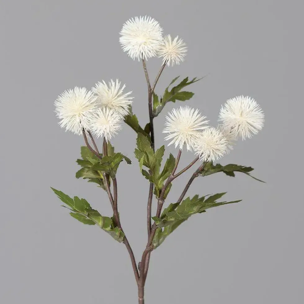 Branche de chardon boule crème artificiel - 56 cm