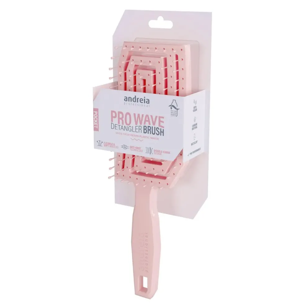 Brosse démêlante rose pour les cheveux Pro wave pocket Andreia
