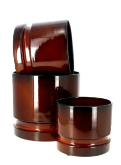 Cache-pot coloris marron en zinc woodlog - Ø 31 cm x 27 cm