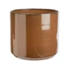 Cache-pot coloris marron en zinc Looma taille M - Ø 25 x 24 cm