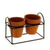 Cache-pot double sur base coloris marron Baby - Ø 6,3 x 6,5 cm