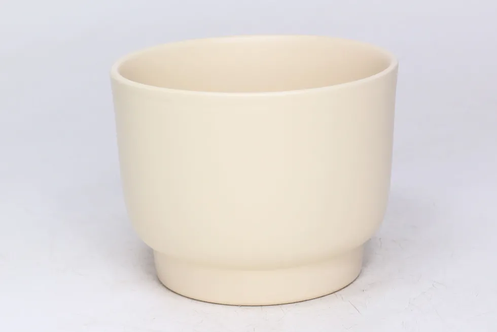Cache-pot en céramique coloris crème mat Calm - Ø 15,2/14,2 x H 13,3 cm
