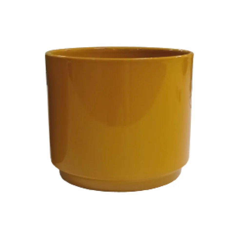 Cache-pot en céramique coloris jaune ocre Oslo Seventies - Ø 19 x H 16 cm