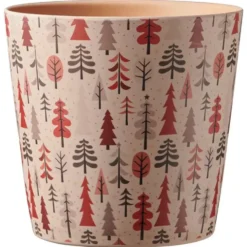 Cache-pot en céramique orangé à motifs Dallas Winter Forêt - Ø 14 x H 13 cm