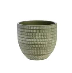 Cache-pot en céramique vert mat Sulco – 24 x 22 cm