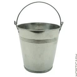 Cache-pot seau avec anse coloris gris - Ø 13 cm