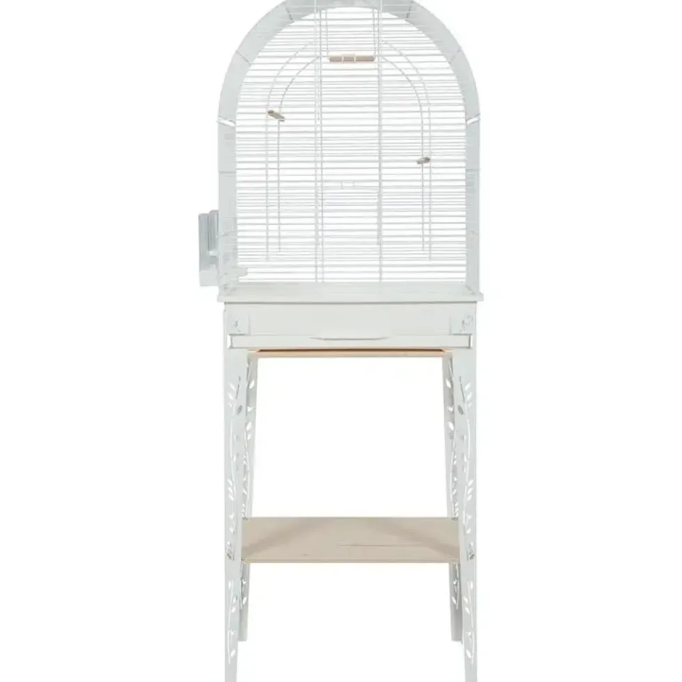Cage avec meuble pour les oiseaux exotiques ou les canaris coloris blanc Zolux Chic Patio – 53 x 33 x 144 cm (cage + pieds)
