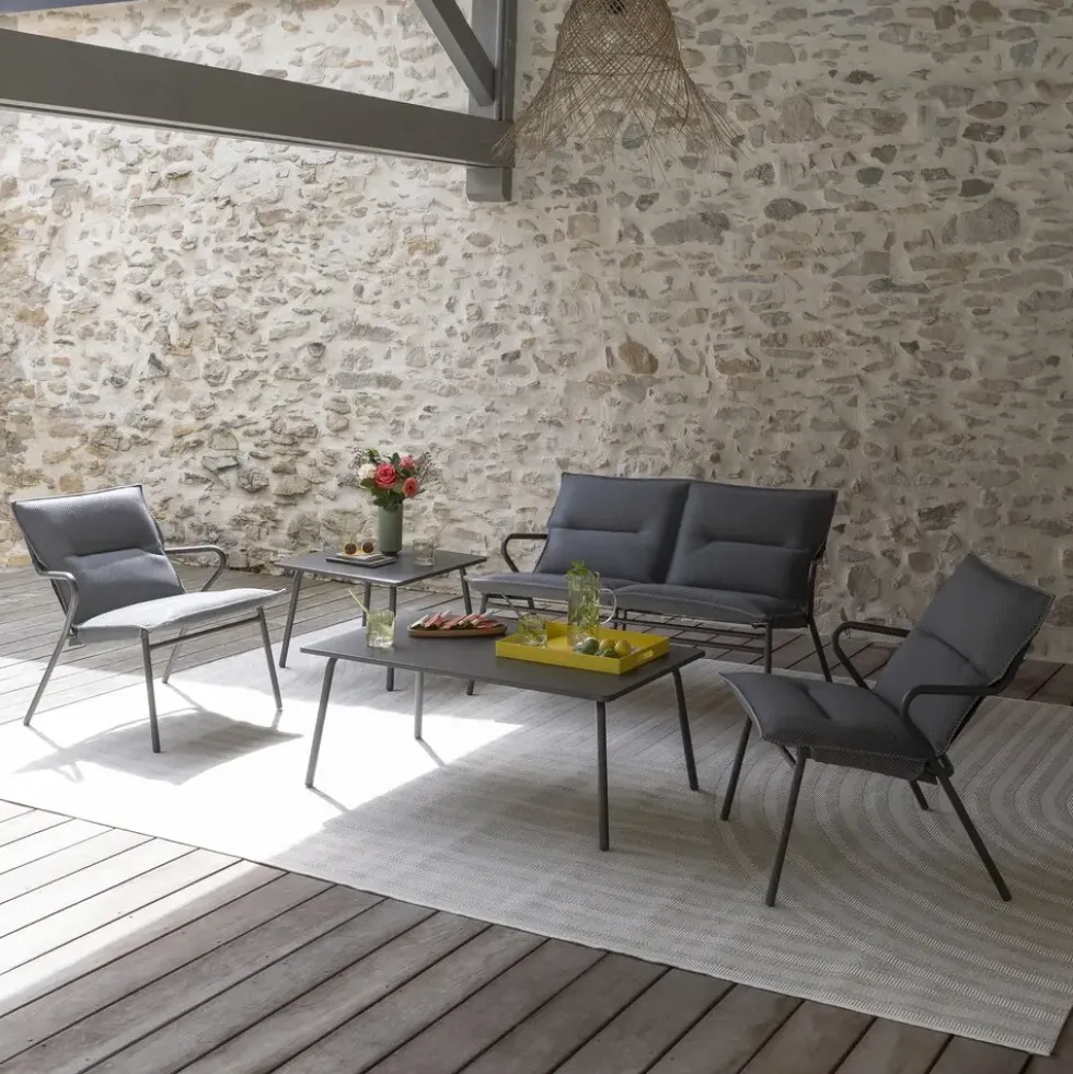 Canapé d'extérieur en aluminium coloris gris Vence BeComfort Lafuma - 123 x 69 x 70 cm