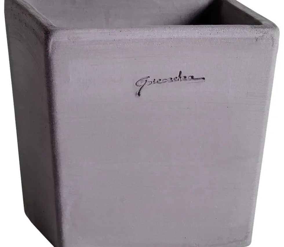 Carré contemporain en terre grise Poterie Goicoechea - 16 x 16 x 15 cm