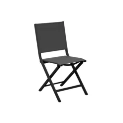 Chaise pliante chiné noire en aluminium et toile Proloisirs Thema