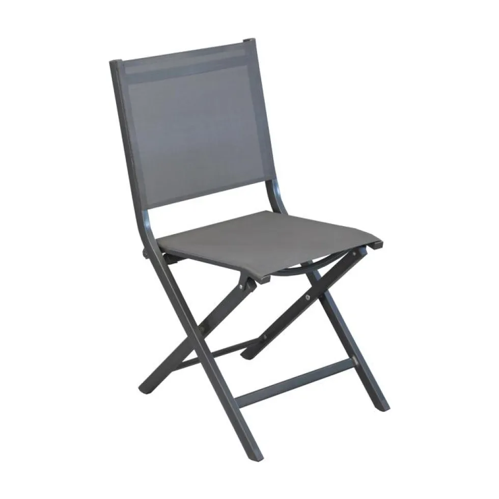Chaise pliante en aluminium et toile textylène couleur grise Max - 90 cm