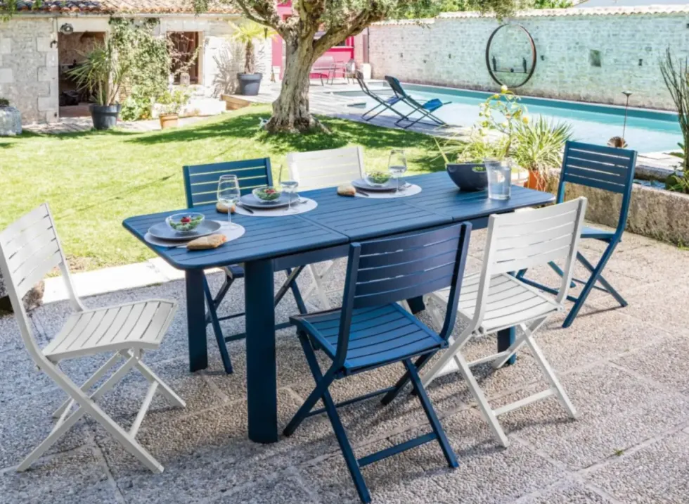 Chaise pliante Lucca en aluminium blanc - PROLOISIRS