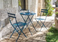 Chaise pliante métal bleu - PROLOISIRS Cuba