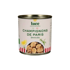 Champignon de Paris émincés bio Luce en boîte de 200 g - les 3 boîtes